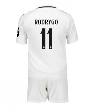 Billiga Real Madrid Rodrygo Goes #11 Hemmatröja Barn 2024-25 Kortärmad (+ Korta byxor)